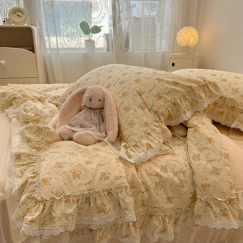 Summer Quilt  New  Cotton Korean Ins Lace Fragmented Series  Air Condition Quilt High Quality Summer Blanket set