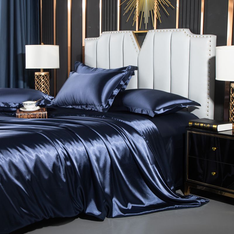 Nordic Mulberry Silk Bedding Set with Duvet Cover Bed Sheet Pillowcase Luxury Couple Single Double Summer 1/2 People Bedsheet