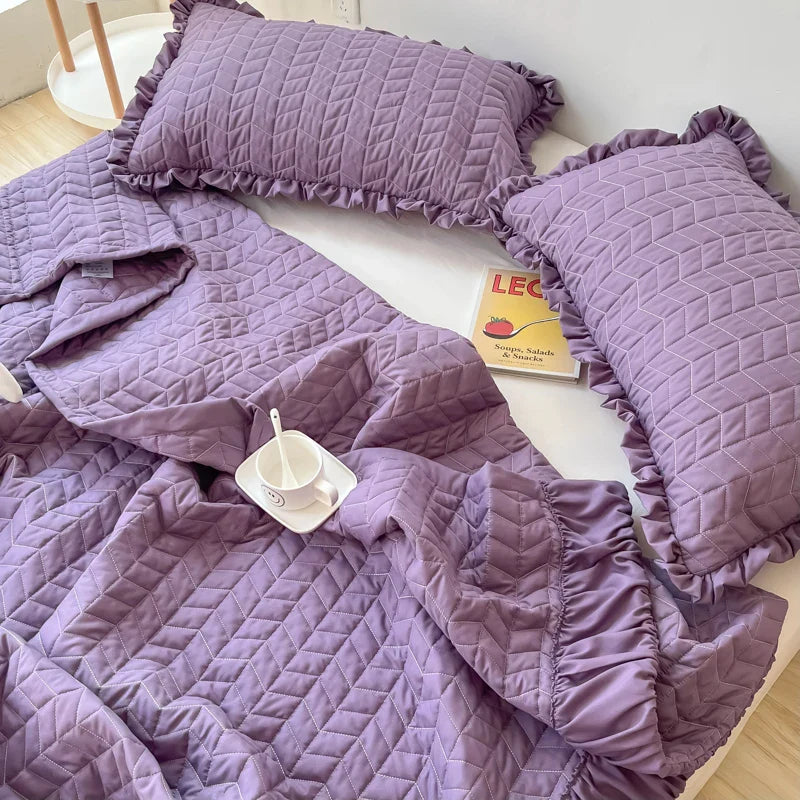 Korean Style Quilted Summer Quilt Blanket Lightweight Cooling Air-conditioning Comforter Quilt Soft Thin Quilt Machine Washable