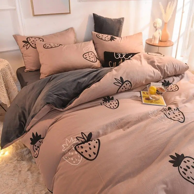 Solid Blue Duvet Cover Set Flat Sheet with Pillowcases 2023 New Twin Full Size Boys Girls Bed Linen Grey Green Bedding Kit