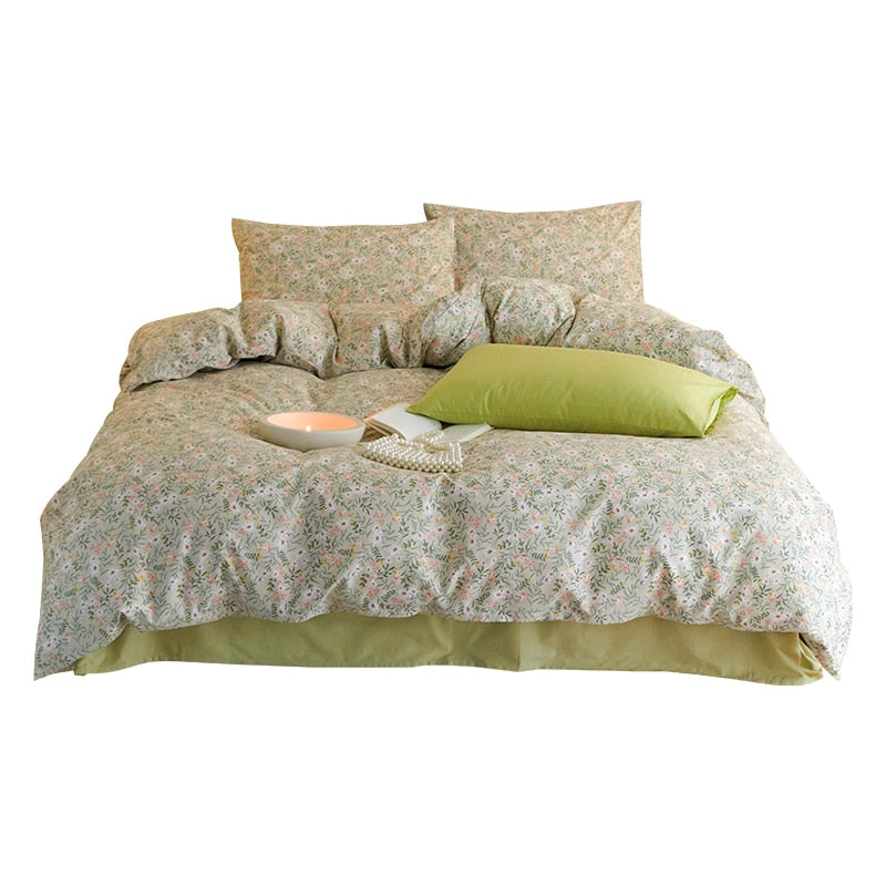 Korean Small Floral Print Quilt Cover Single Piece 100% Cotton Single Double Quilt Cover Student Dormitory Bed Decor