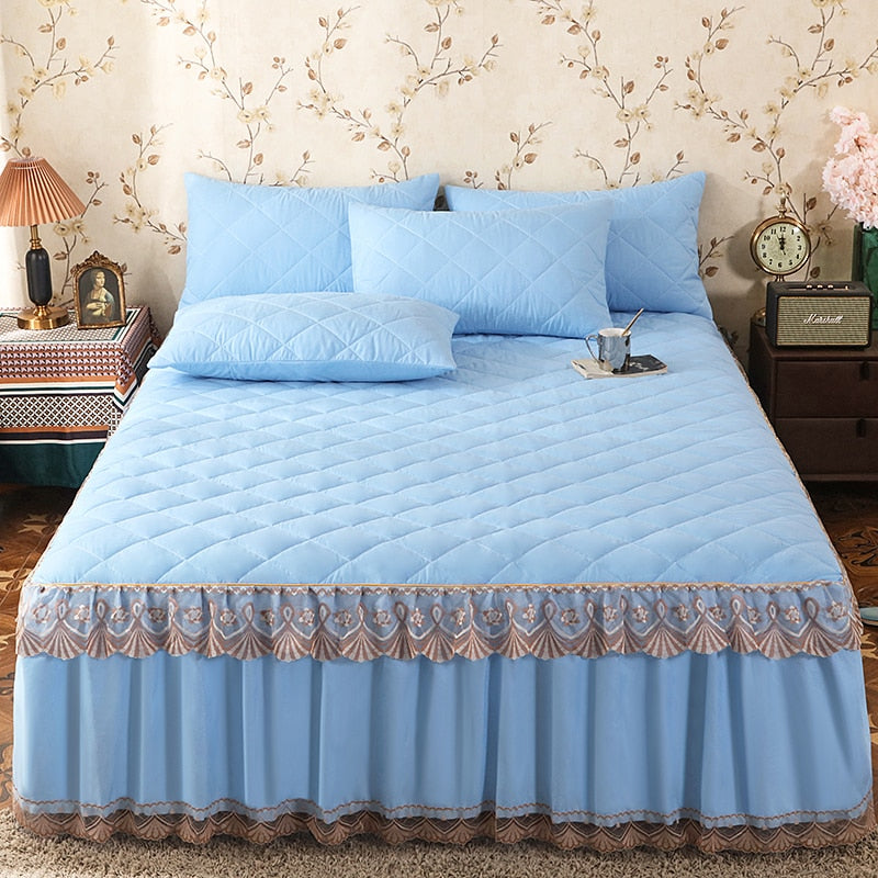 Lace Laminated Cotton Thickened Brushed Bed Skirt,Mattress Cover 160x200,140x190,Bedding Bedspreads Bedroom Decoration