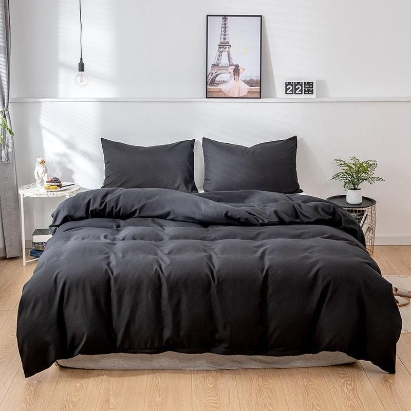 Solid Color Home King Queen Size Bedding Set Mirco Fiber Twin Full Duvet Cover Set Soft Skin Friendly Plain Quality Quilt Covers