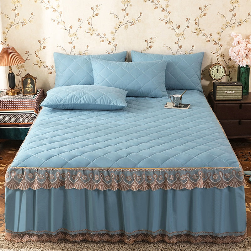 Lace Laminated Cotton Thickened Brushed Bed Skirt,Mattress Cover 160x200,140x190,Bedding Bedspreads Bedroom Decoration