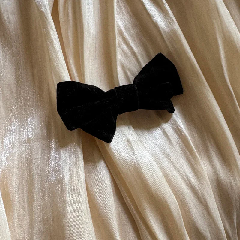 Vintage French Large Ruffles Black Bow Princess Bedding Set Duvet Cover Set Flat/Fitted Bed Sheet Pillowcases Pillowcases 4Pcs