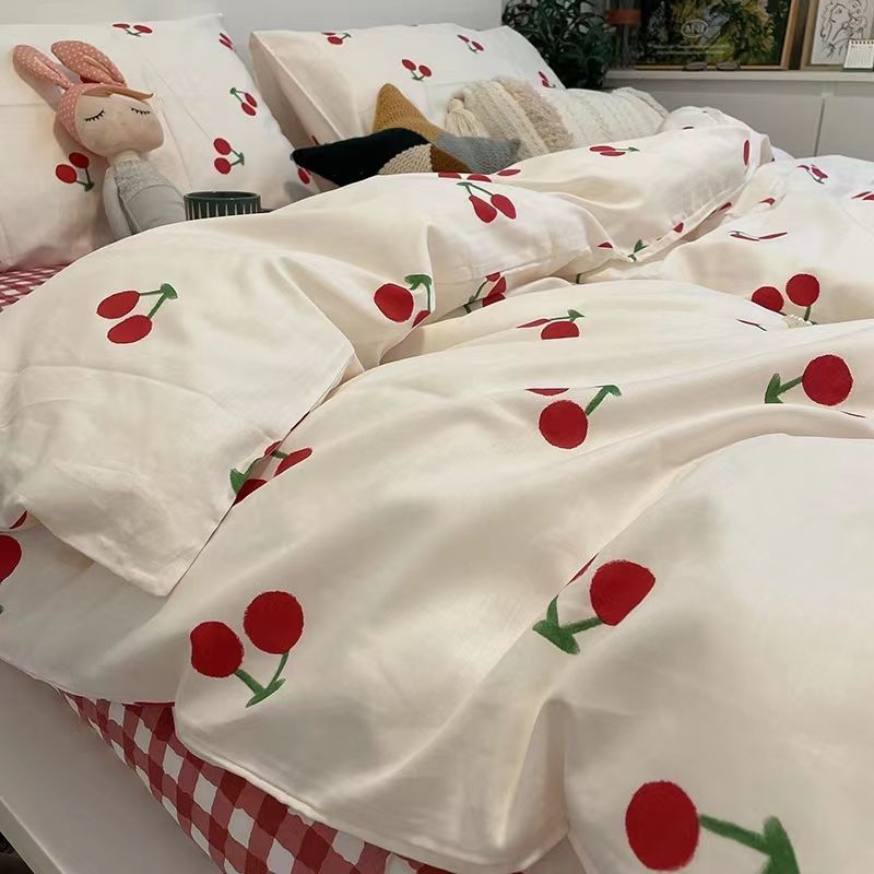 Bedding Set Nordic Single Double Flat Sheet Duvet Cover Pillowcase Soft Microfiber Full Queen Size Bed Linen