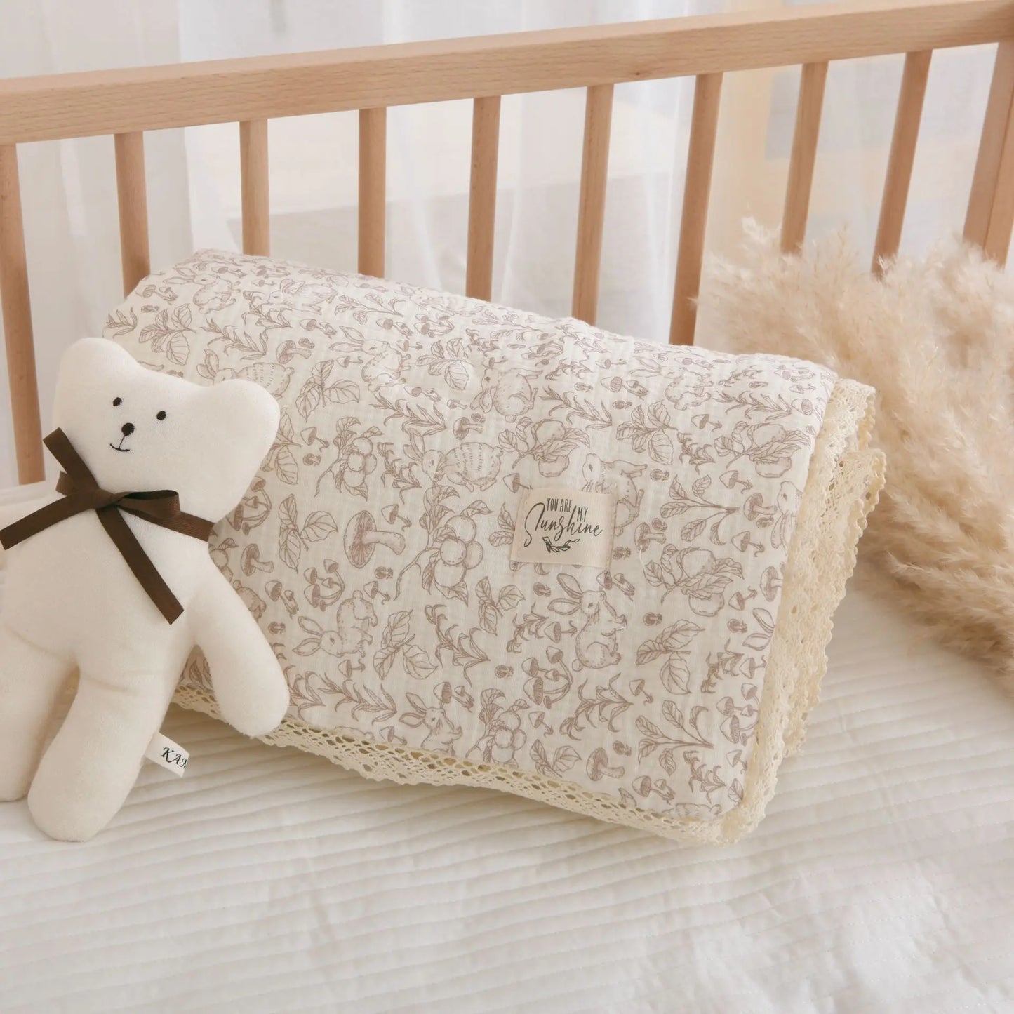 Spring Summer Baby Comforter Soft Cotton baby quilts Gauze Quilted Blanket for Newborn Floral Print Kindergarten Kids Bedding