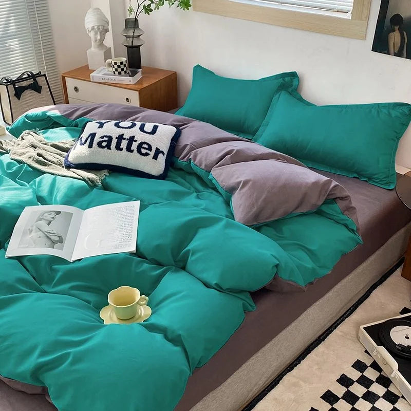 Nordic Princess Purple Bedding Set Girls Boys Single Double Size Flat Sheet Duvet Cover Pillowcase Bed Linens Home Textile