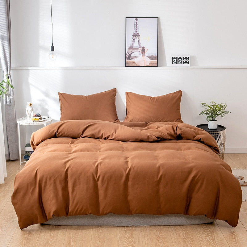 Solid Color Home King Queen Size Bedding Set Mirco Fiber Twin Full Duvet Cover Set Soft Skin Friendly Plain Quality Quilt Covers