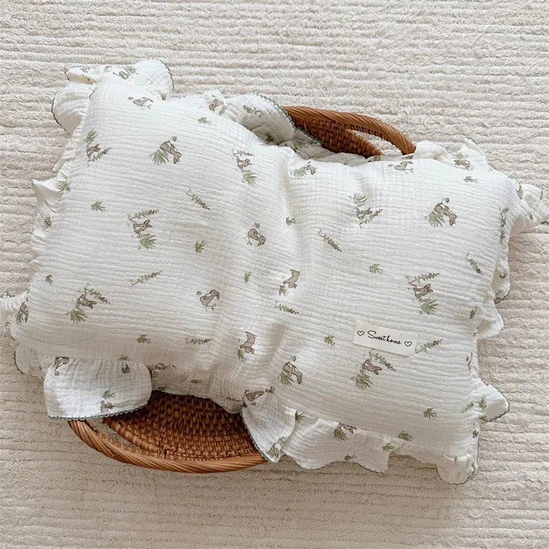 INS Ruffle Edge Gauze 100% Cotton Princess Pillow Case 30X50 48X74cm Breathable Pillowcase Decorative for Home Bedding Bedroom