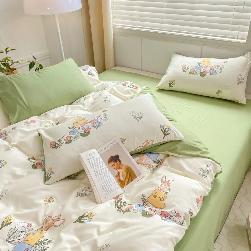 Romantic Tulip Pink Bedding Set Bed Flat Sheet Pillowcase Twin Full Queen Princess Style Bed Linen Kids Girls Floral Duvet Cover