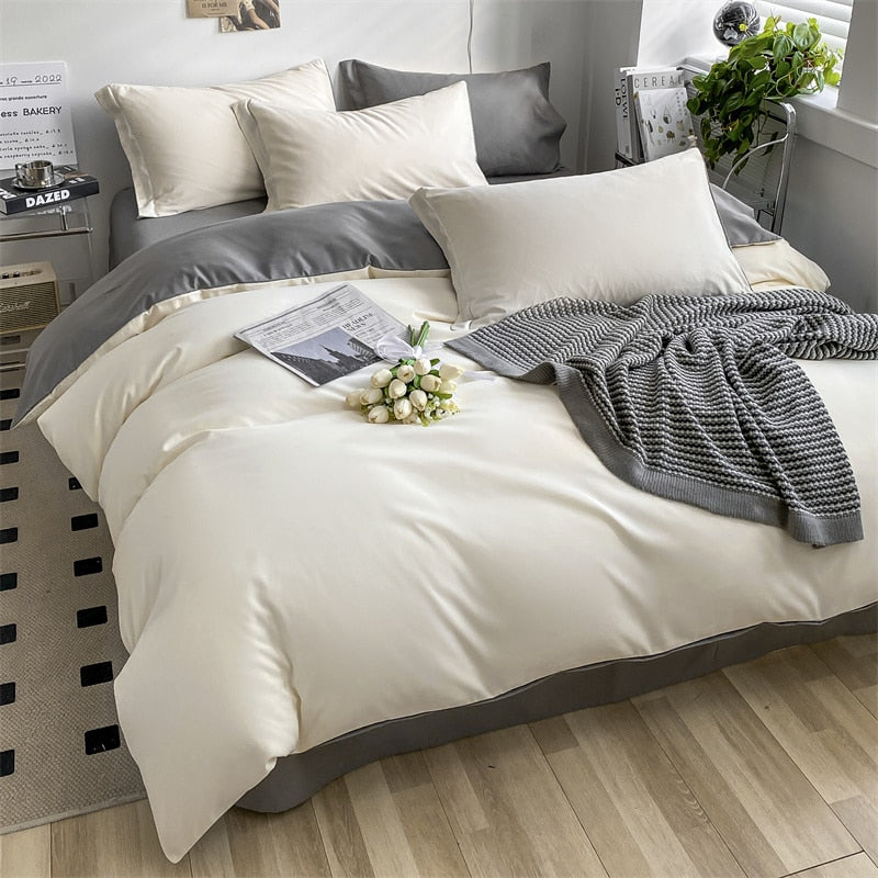Solid Color Home Textile Quilt 100% Cotton Fashion White Bedding Set Soft Comfort Washed Cotton Duvet Cover Bed Sheet Pillowcase