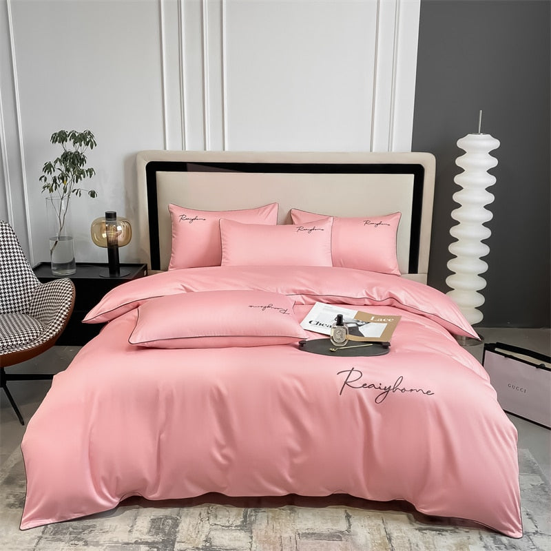 Luxury 60's Long Pile 100% Cotton Duvet Cover Set Embroidered Fall Winter Quilt Cover Solid Egyptian Cotton 2pcs pillowcases