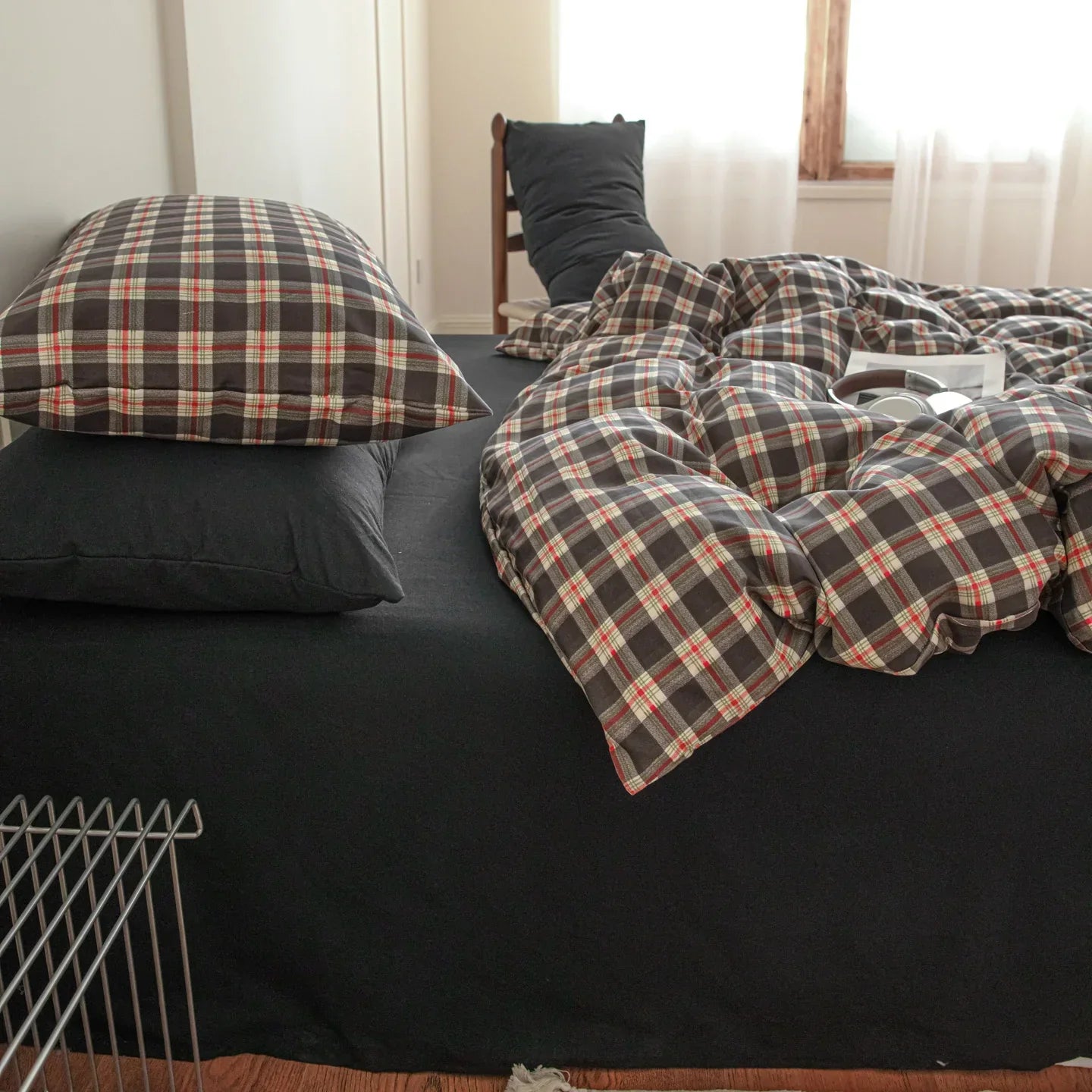 Vintage Style Plaid Bedding Sets 2025 New Soft Bed Sheet Set Woman Duvet Cover For Girls With Pillow Covers Quilt Cover