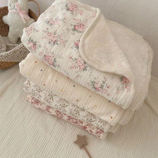 Winter Baby Blanket for Newborn Fleece Cotton Muslin Swaddle Bedding Velvet Stroller Cover New Born Kids Blanket Mother Kids