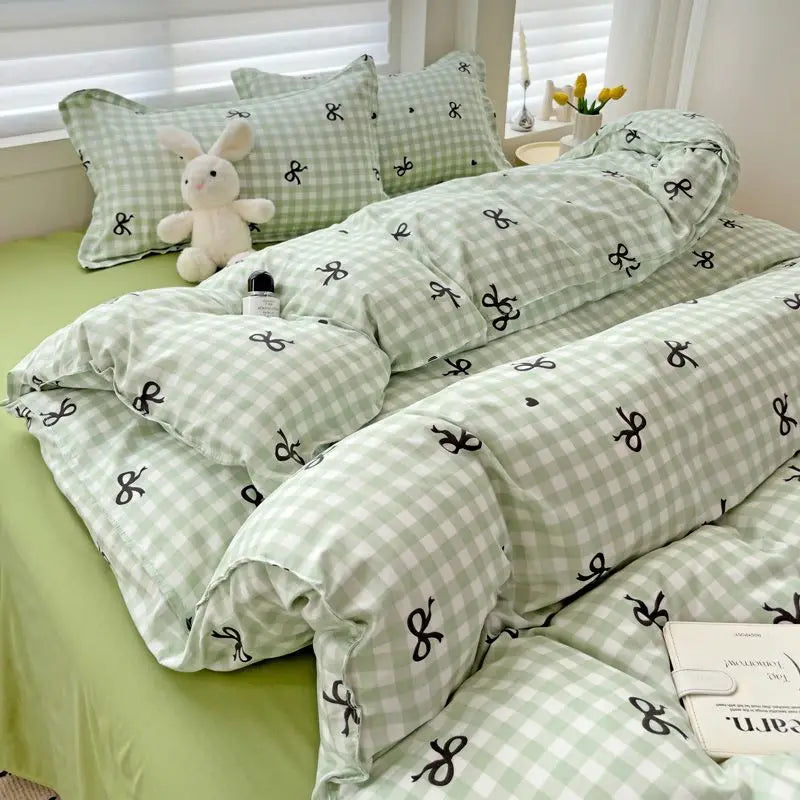 Pink Solid Bedding Set No Filler Fashion Duvet Cover Flat Sheet Pillowcase Full Queen Size Hotel Home Soft Bed Linens