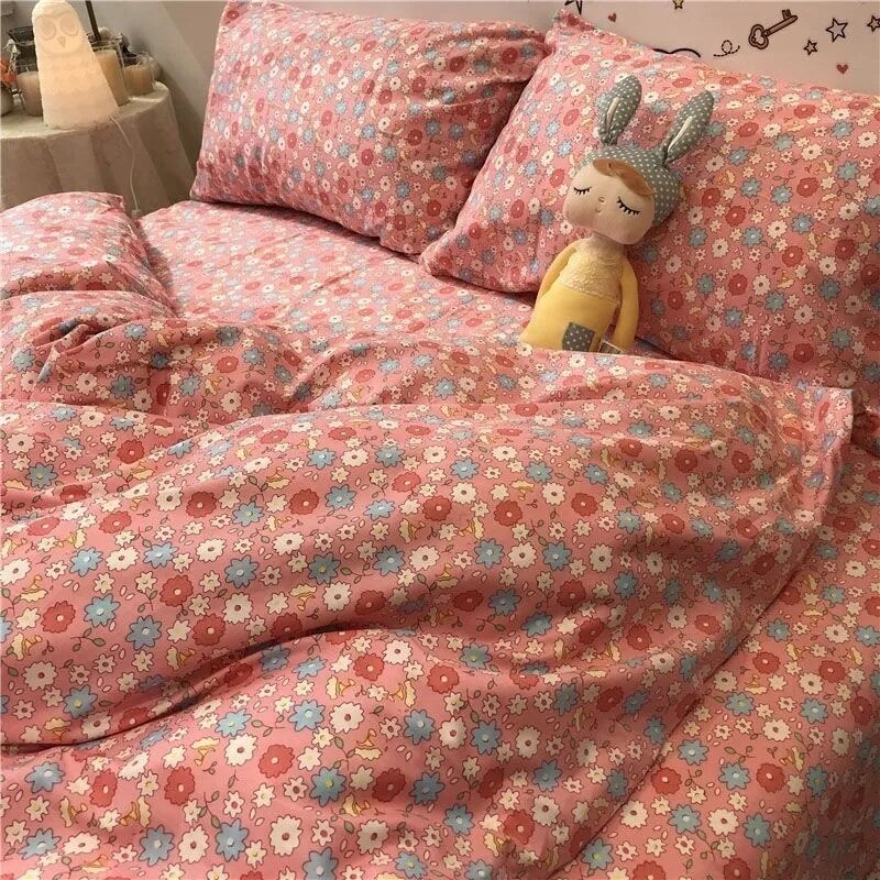 Euro Nordic Blue Solid Home Bedding Set Simple Soft Duvet Cover Set With Sheet Comforter Covers Pillowcases Bed Linen