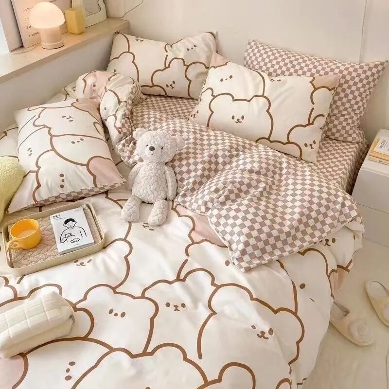 Euro Nordic Blue Solid Home Bedding Set Simple Soft Duvet Cover Set With Sheet Comforter Covers Pillowcases Bed Linen