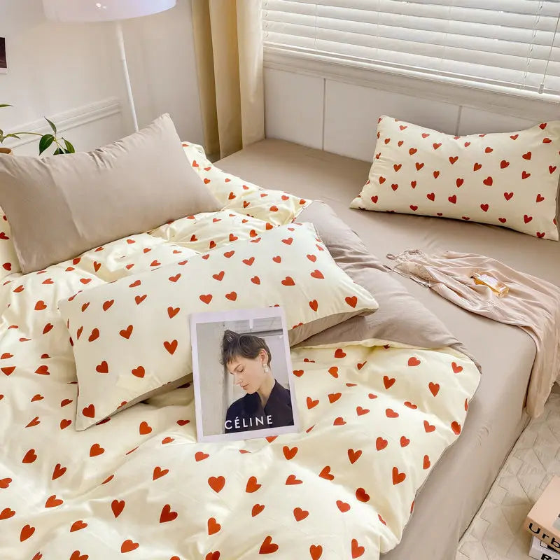 Romantic Tulip Pink Bedding Set Bed Flat Sheet Pillowcase Twin Full Queen Princess Style Bed Linen Kids Girls Floral Duvet Cover