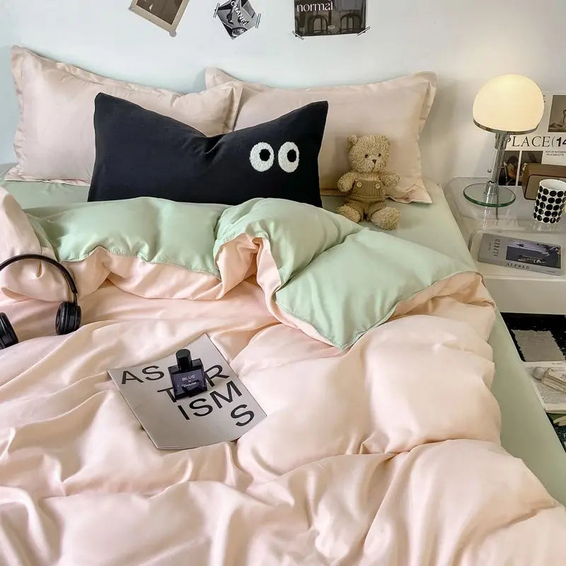Purple Bedding Set Ins Nordic Solid Full Queen Size Duvet Cover Flat Sheet Pillowcase No Filler Girl Boys Hotel Home Bed Linens