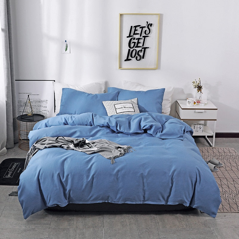 Simple European StyleDuvet Cover set 2pc/3pc  Thickened Brushed  Quilt Cover Comfortable Beddig Set Warm in Winter Pillowcases