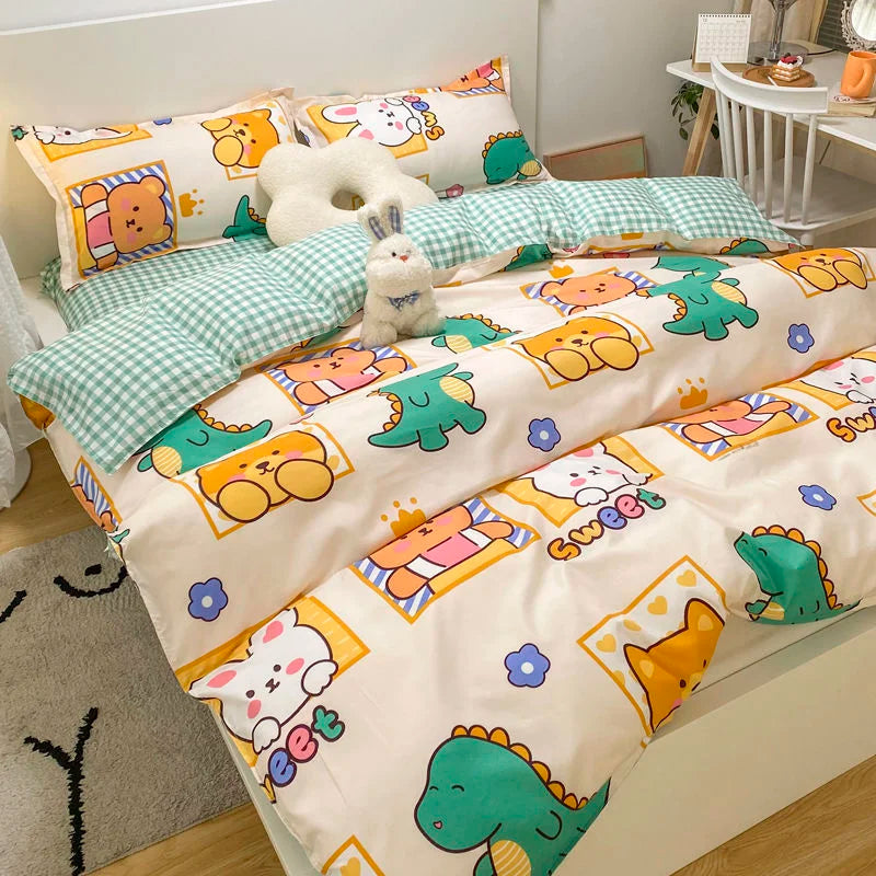 Ins Nordic Butterfly Bedding Set Flat Bed Sheet Duvet Cover Twin Full Queen Nordic Bed Linen Boy Girl Bedding Sets