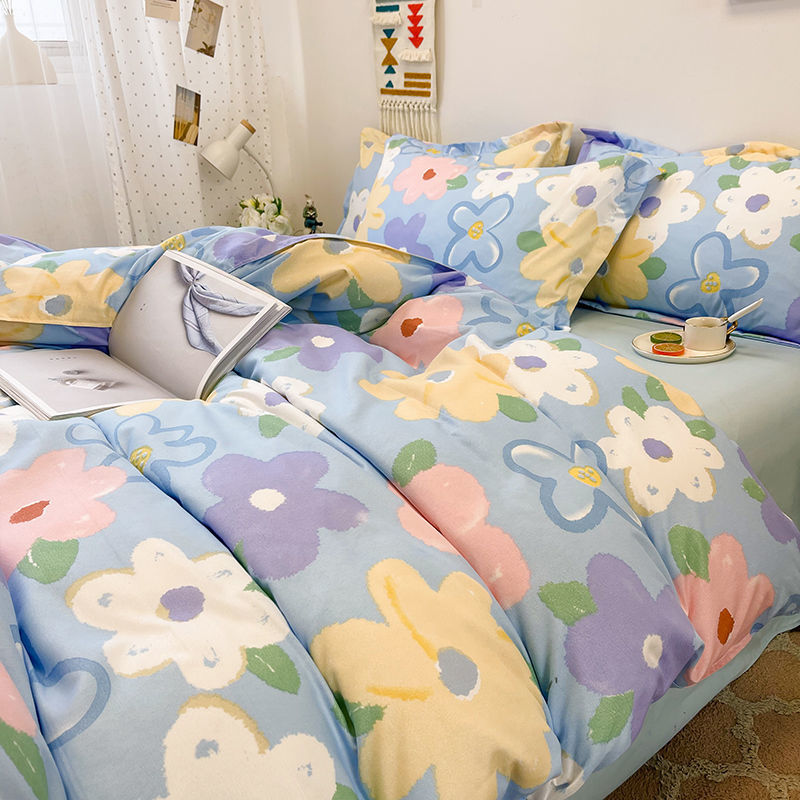 Spring Bedding Set Fashion Cartoon Kids Single Double Queen Size Flat Sheet Duvet Cover Pillowcase Bed Linens Home Textile