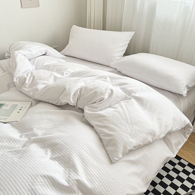 High Quality Bedding Set Skin Friendly Fabric Quilt Cover Set Single Double King Size Solid Color Duvet Cover Set