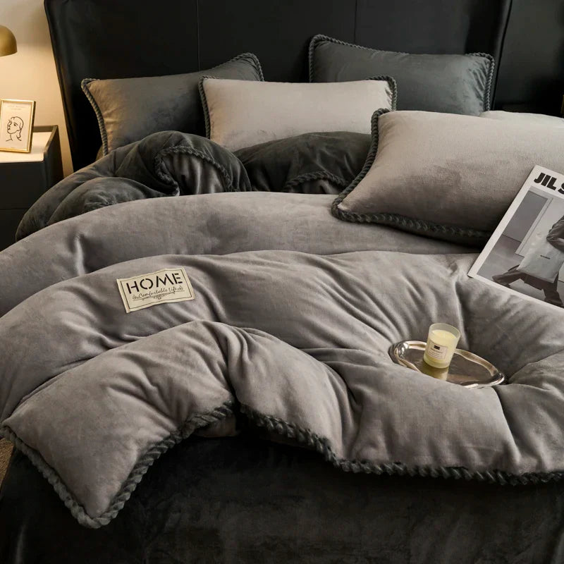 Solid Color Quilt Cover Soft Duvets Cover Warm Blanket Single/Double/Queen/King Size Comforter Cover (No Pillowcase)