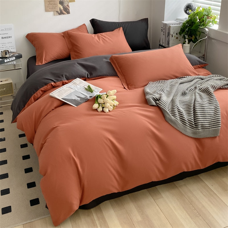 Solid Color Home Textile Quilt 100% Cotton Fashion White Bedding Set Soft Comfort Washed Cotton Duvet Cover Bed Sheet Pillowcase