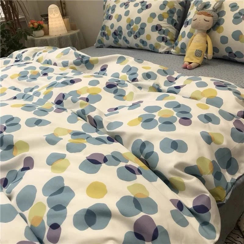 Nordic Simple Small Check Dark Green Bedding Set Soft High Quality Quilt Cover Polyester Aesthetic Bed Sheet With Pillowcases