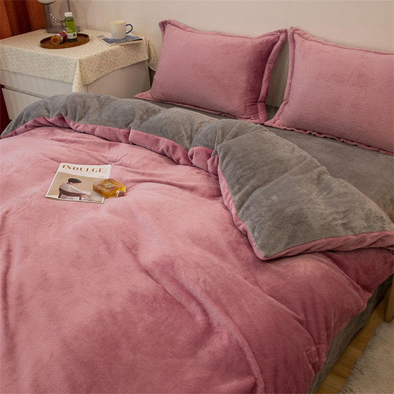 Winter Warm Duvet Cover Queen Size Bed Coral Fleece Quilt Cover King Size Bed Flannel Comforter Case Flannel Blanket Bedding