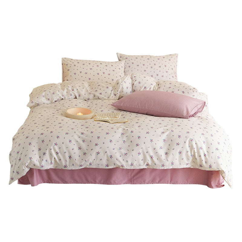 Korean Small Floral Print Quilt Cover Single Piece 100% Cotton Single Double Quilt Cover Student Dormitory Bed Decor