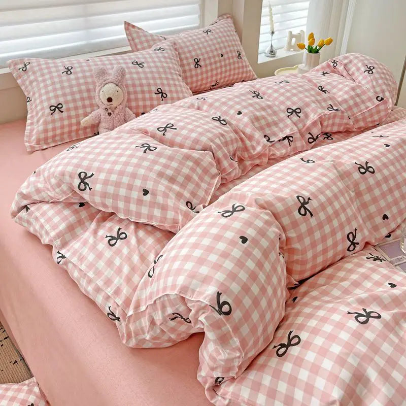 Purple Bedding Set Ins Nordic Solid Full Queen Size Duvet Cover Flat Sheet Pillowcase No Filler Girl Boys Hotel Home Bed Linens