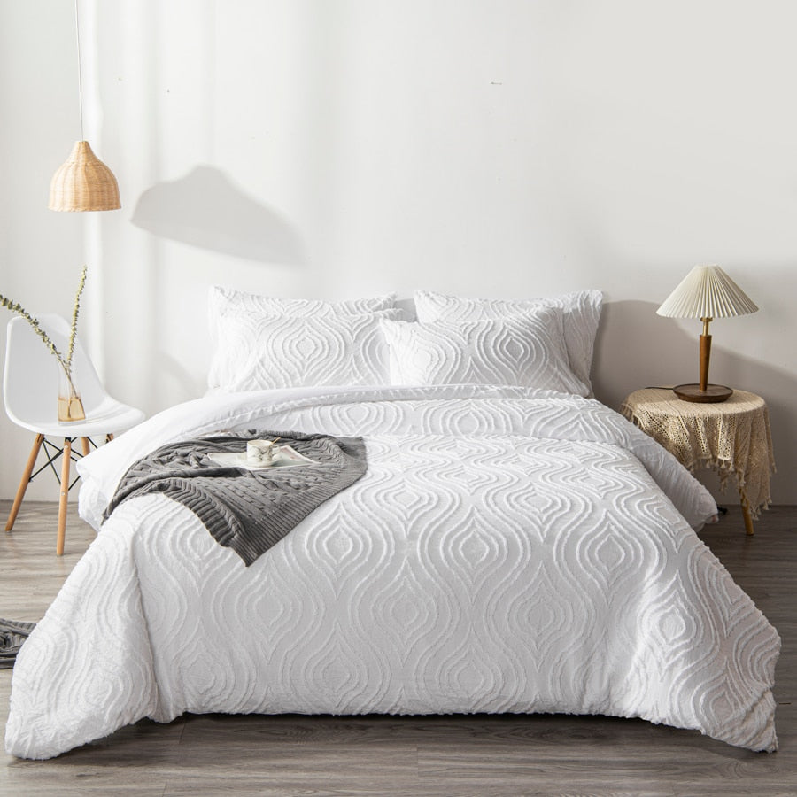 Summer white pinch pleat duvet cover 220x240cm luxury double bed quilt cover bedding set queen king size comforter cover