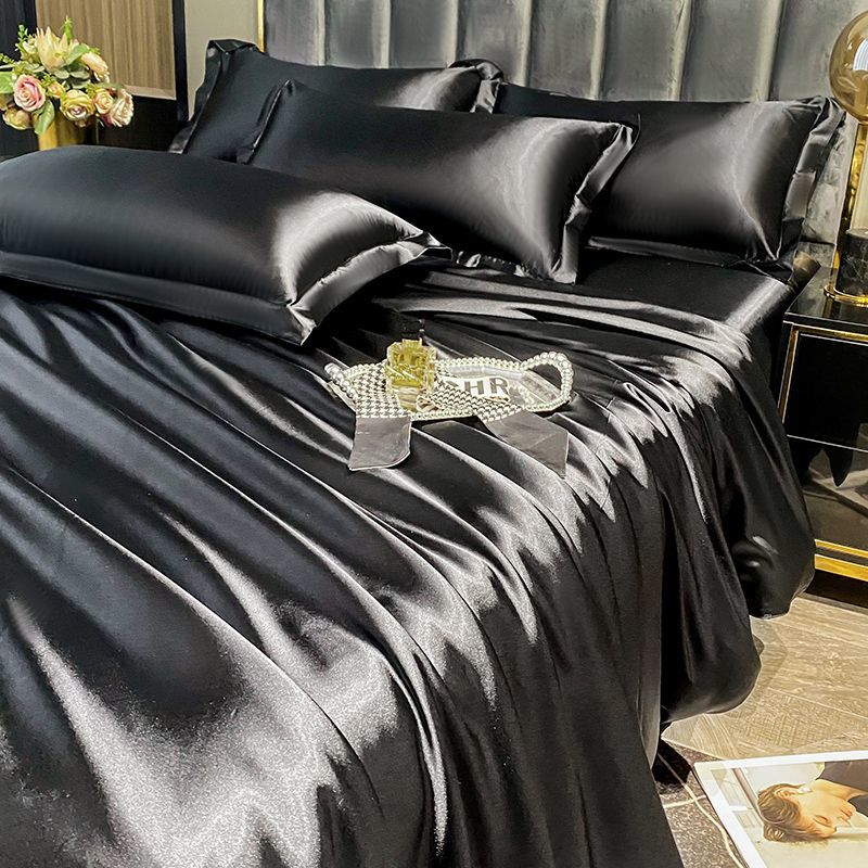 Nordic Mulberry Silk Bedding Set with Duvet Cover Bed Sheet Pillowcase Luxury Couple Single Double Summer 1/2 People Bedsheet