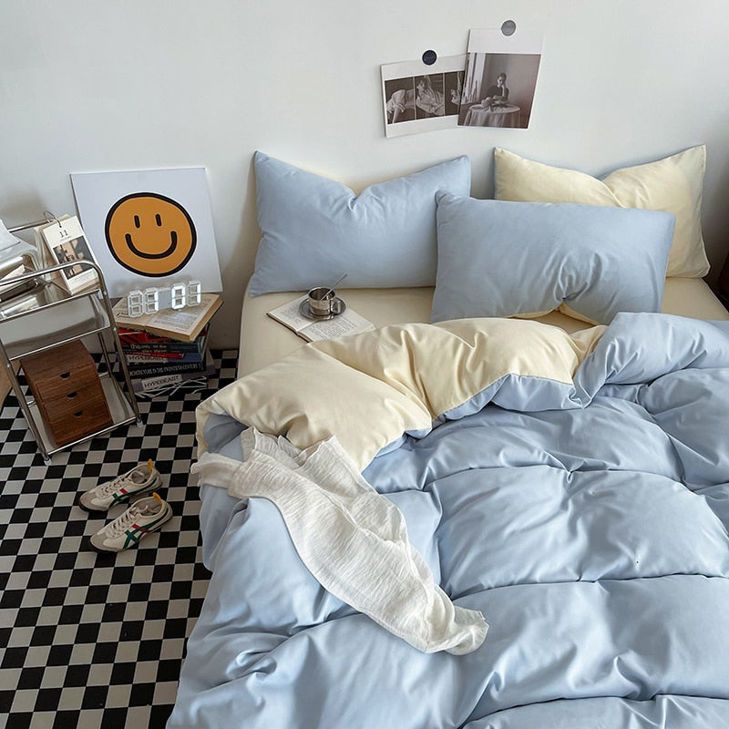 Solid Color Bedding Set Black Quilt Cover Set King Size Duvet Cover Set Skin Friendly Fabric Bedding Cover Set