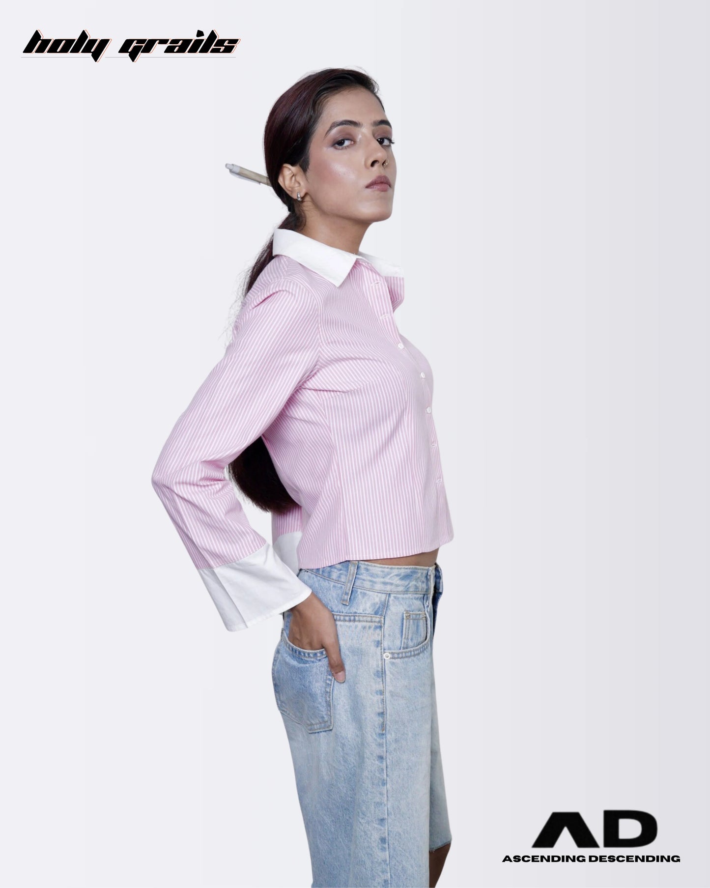 Blush Boss Crop Stripes Shirt HG x Ascending Descending
