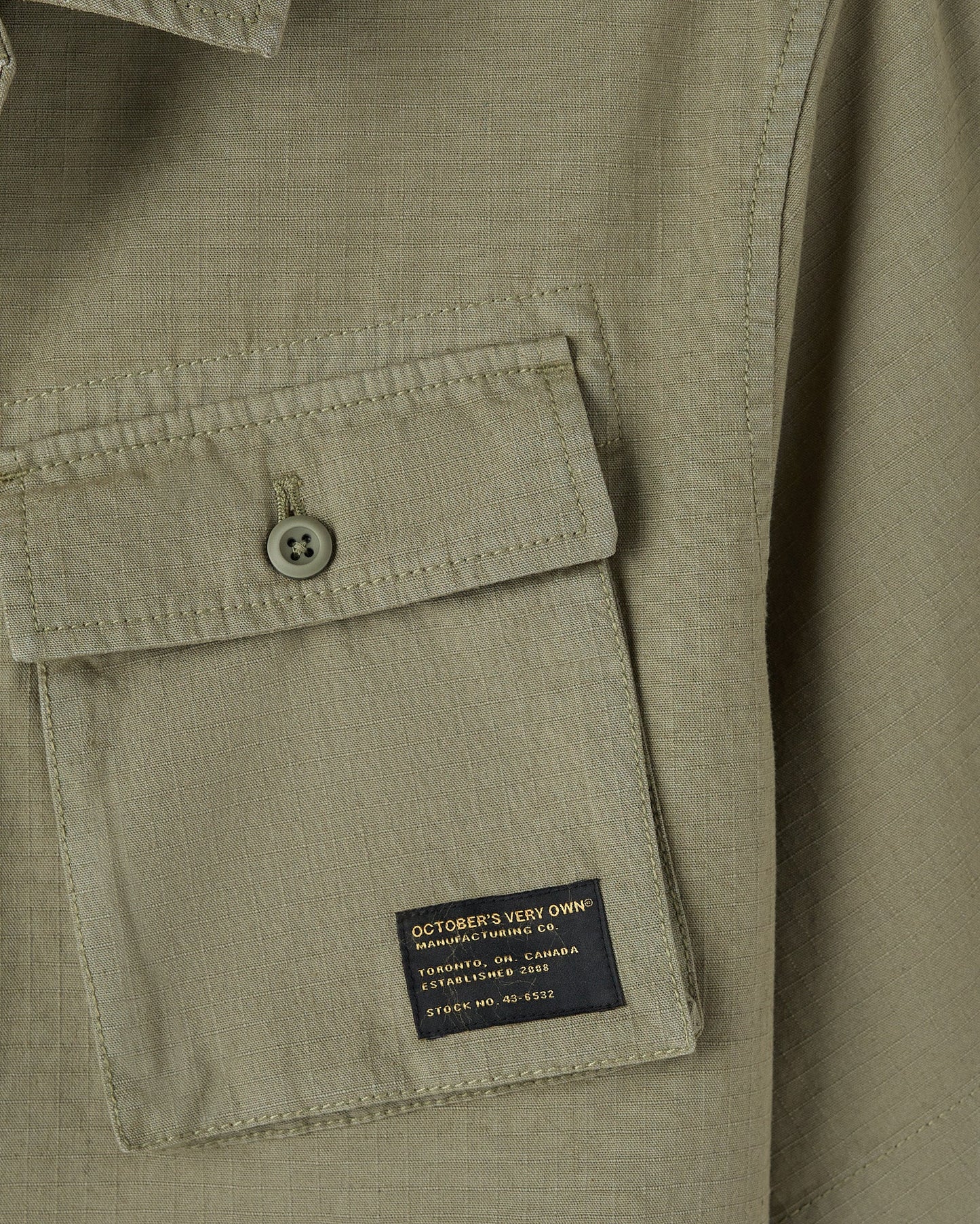 Linen Ripstop Camp Shirt Olive Green