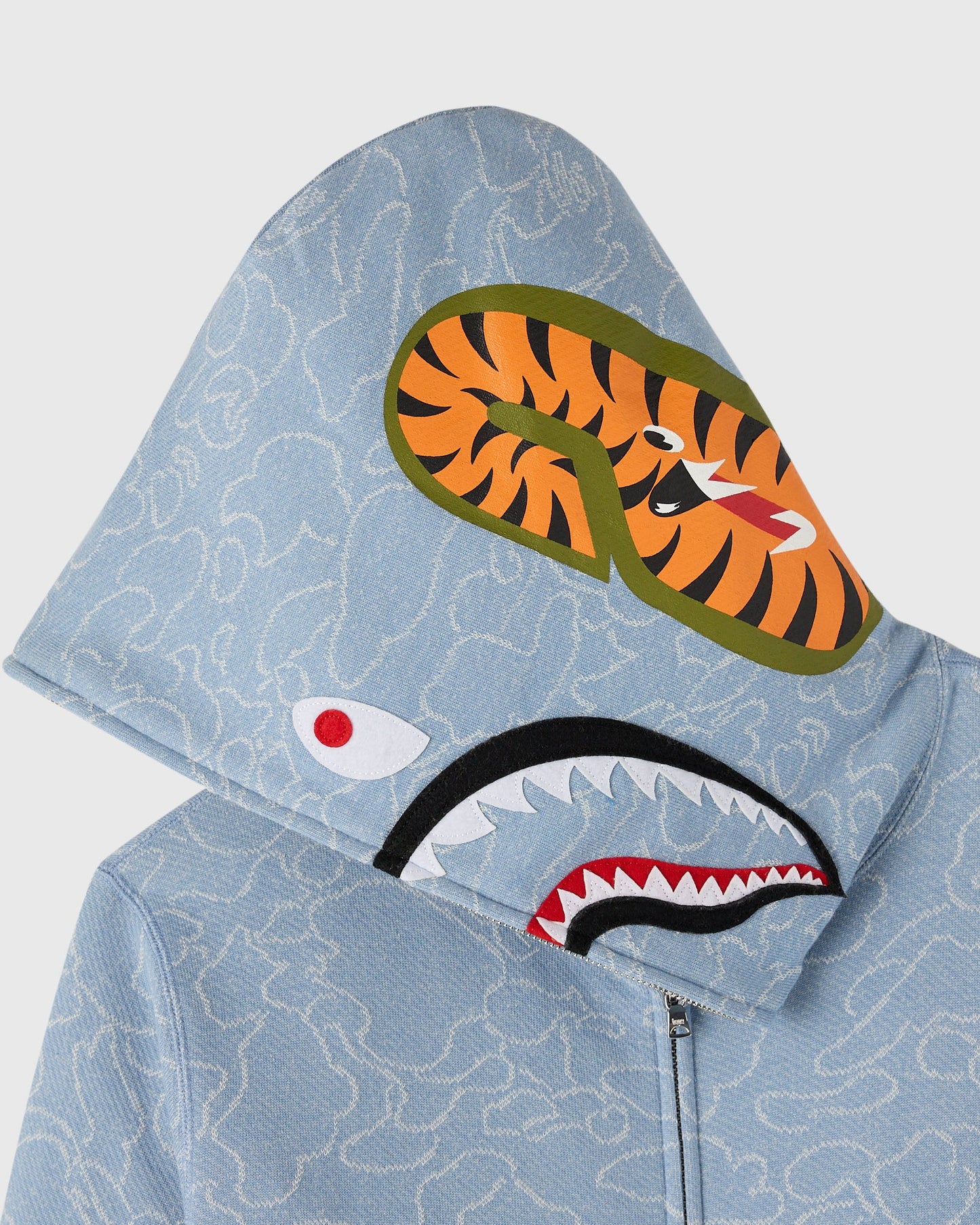 BAPE Neon 1st Camo Shark Full Zip Hoodie Light Indigo