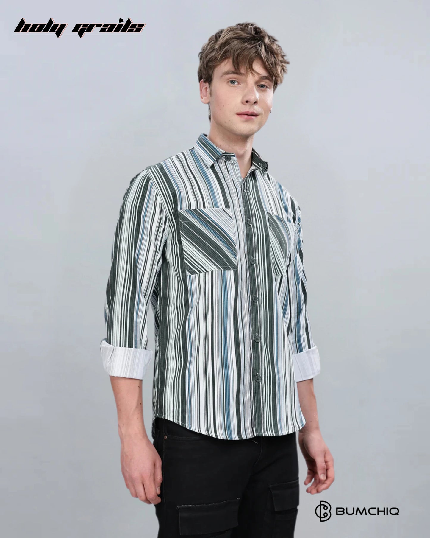 Green Blue Stripes Overshirt HG x Bumchiq