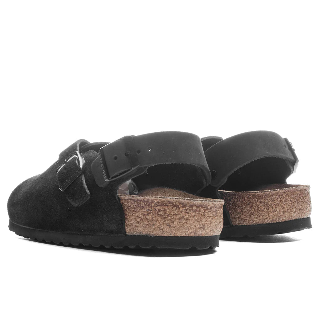 Wide Tokio Suede Leather Black