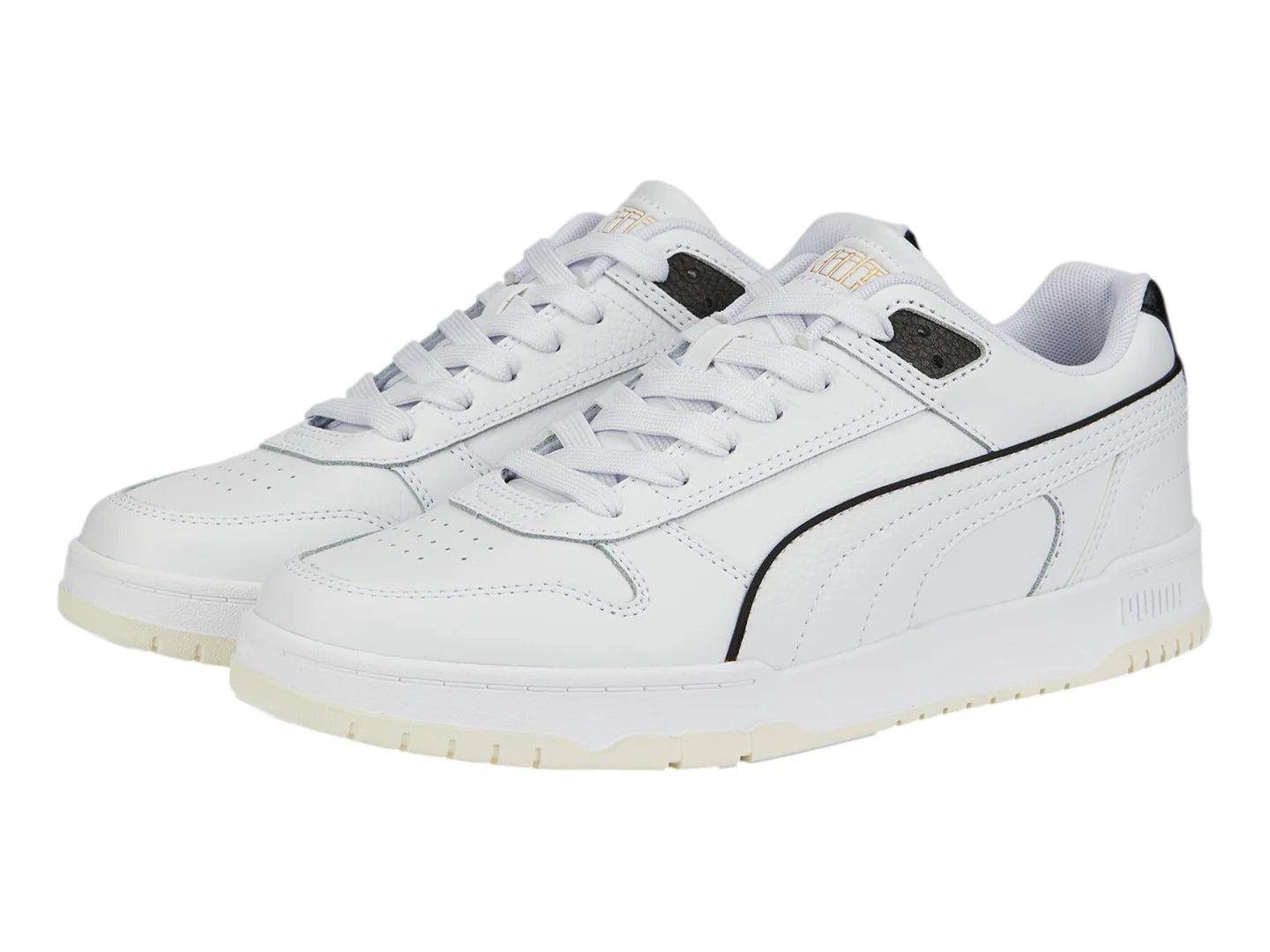Tenis PUMA RBD Game Low Blanco Negro y Oro para Hombre