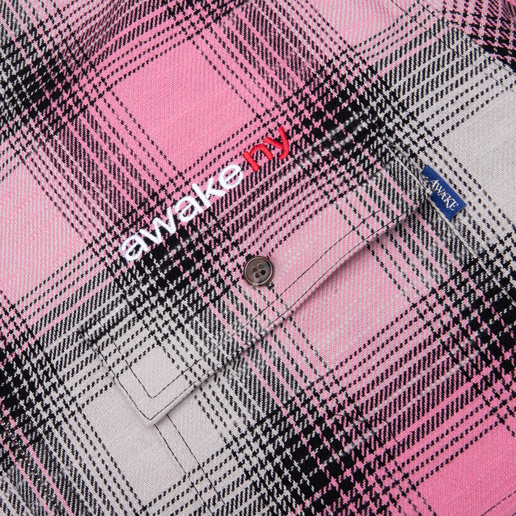 Flannel Zip Shirt Pink