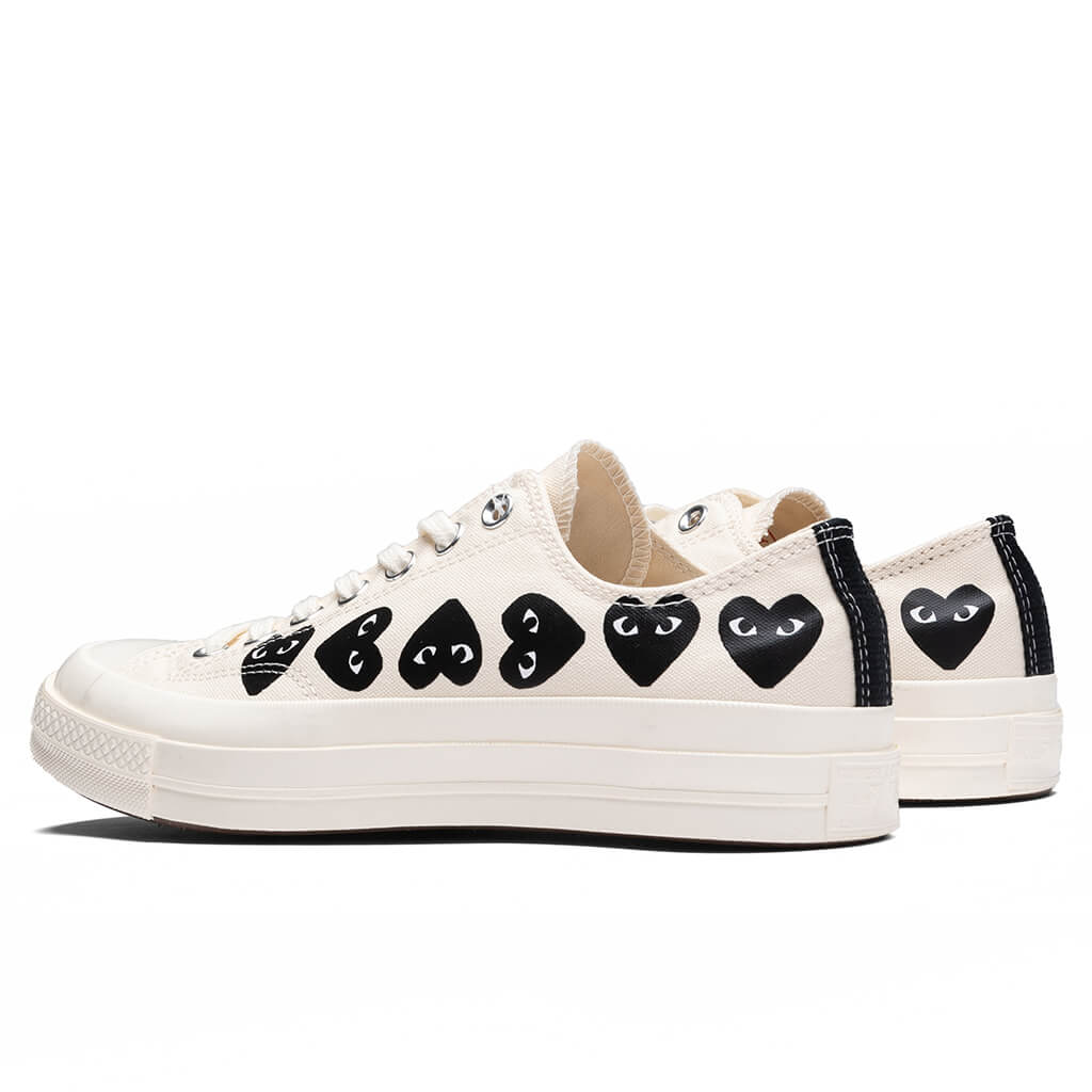 Converse x Comme Des Garcons PLAY All Star Chuck 70 Ox Multi Heart Milk Black