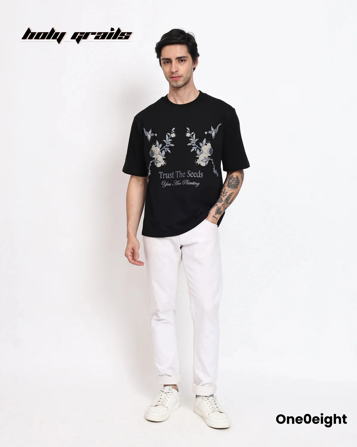 Trust the Seeds Black Oversize Tee HG x One0eight