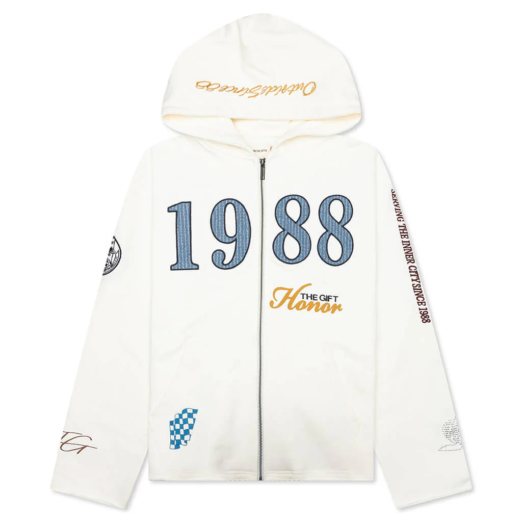 1988 Full Zip Hoodie White