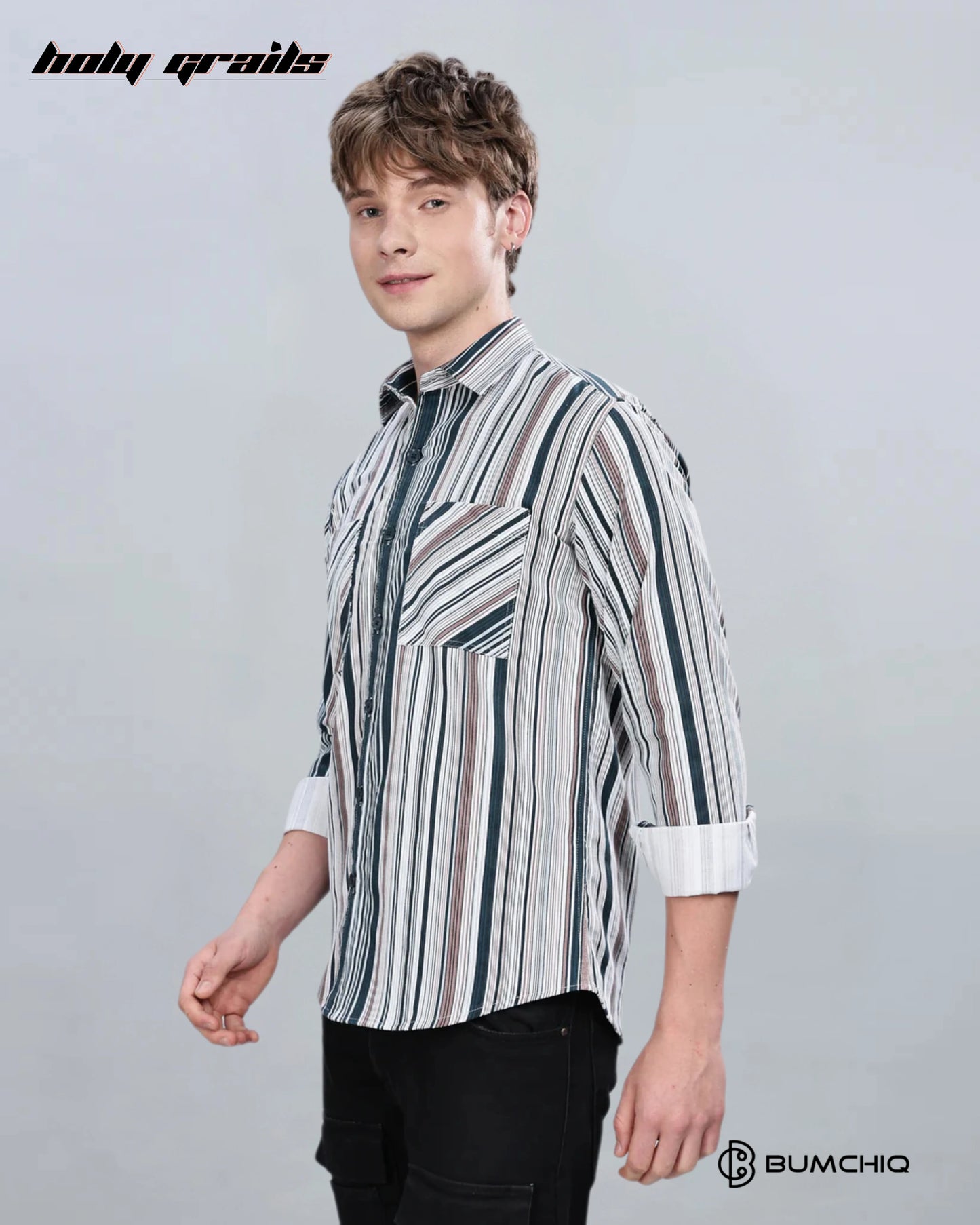Green Cream Stripes Overshirt HG x Bumchiq