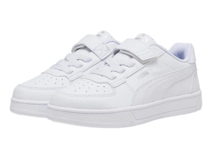 Tenis Puma Caven 20 Blanco y Plata para Niño