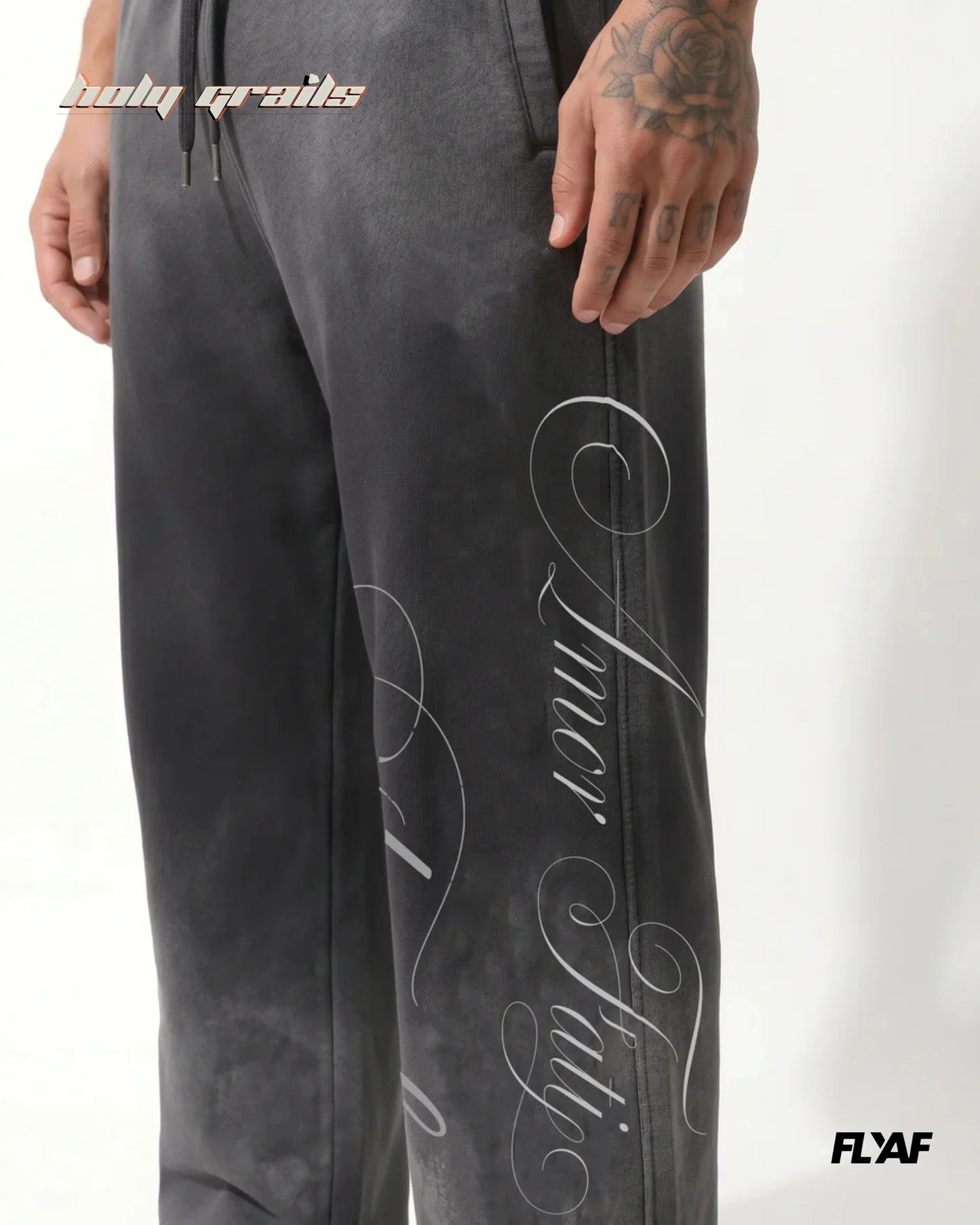 Amore Grey Baggy Joggers HG x FLYAF